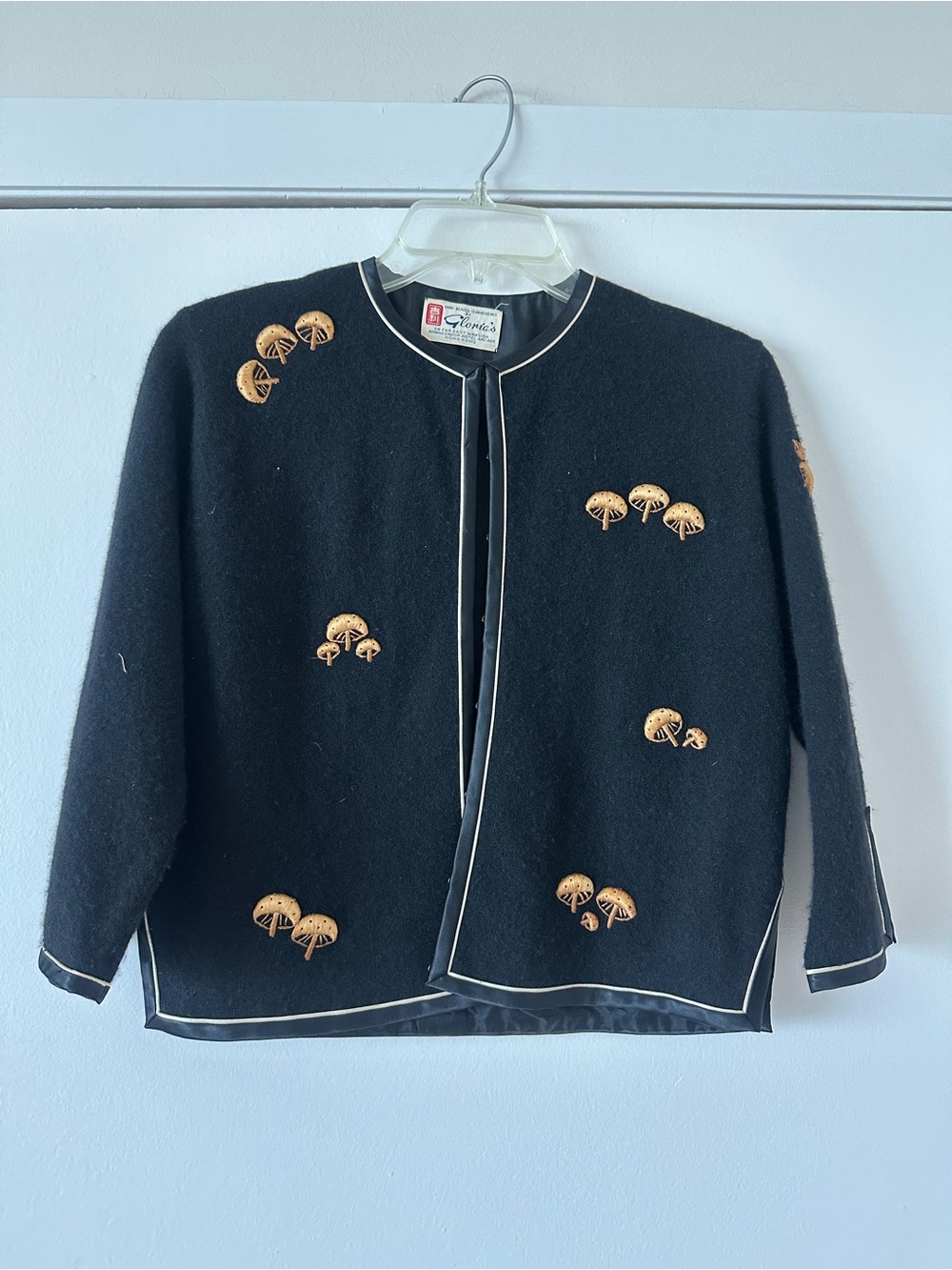 1950’s Vintage Hand Beaded/Embroidered Black cardigan by Gloria’s Hong Kong